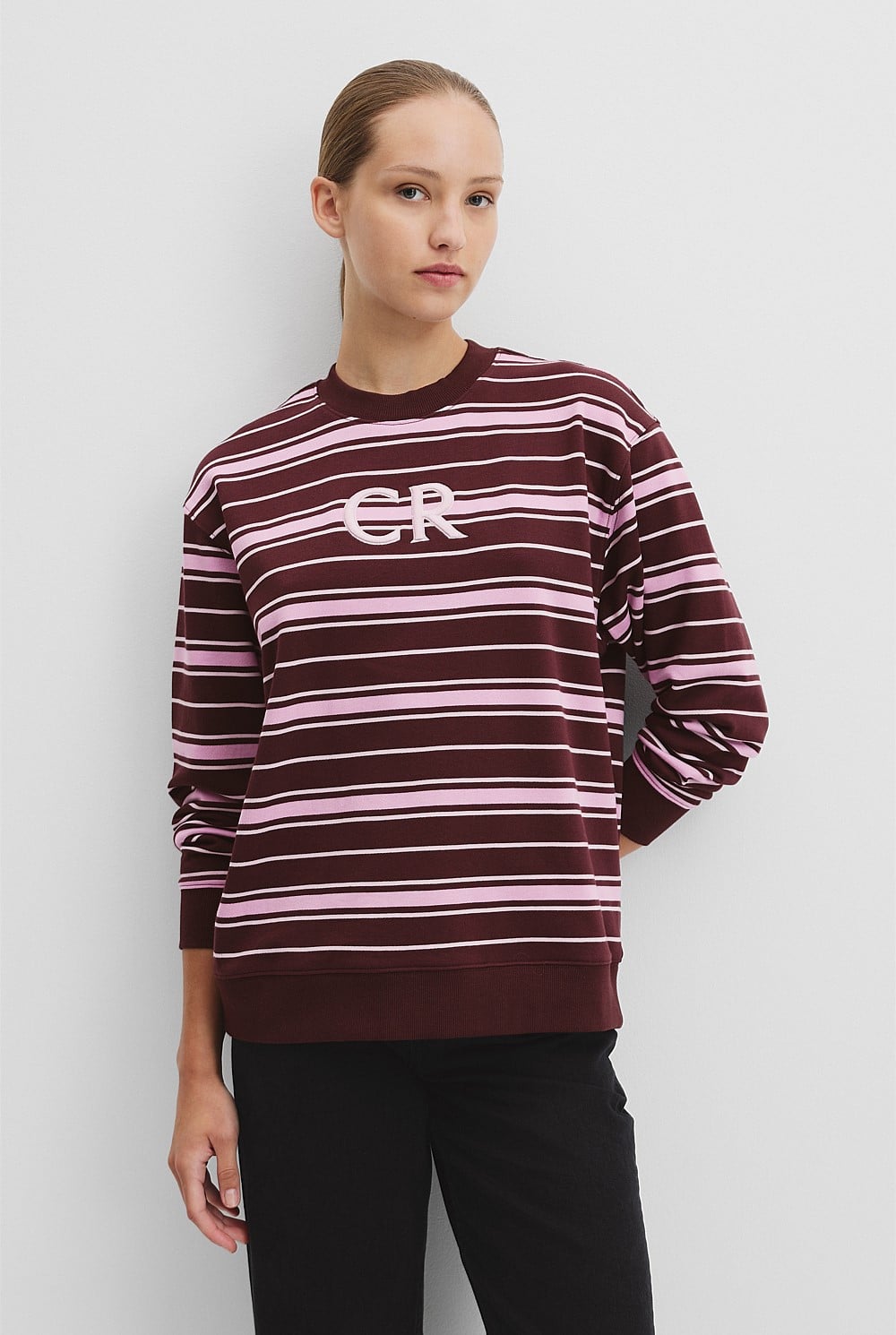 Australian Cotton Stripe Country Road Logo Sweat
