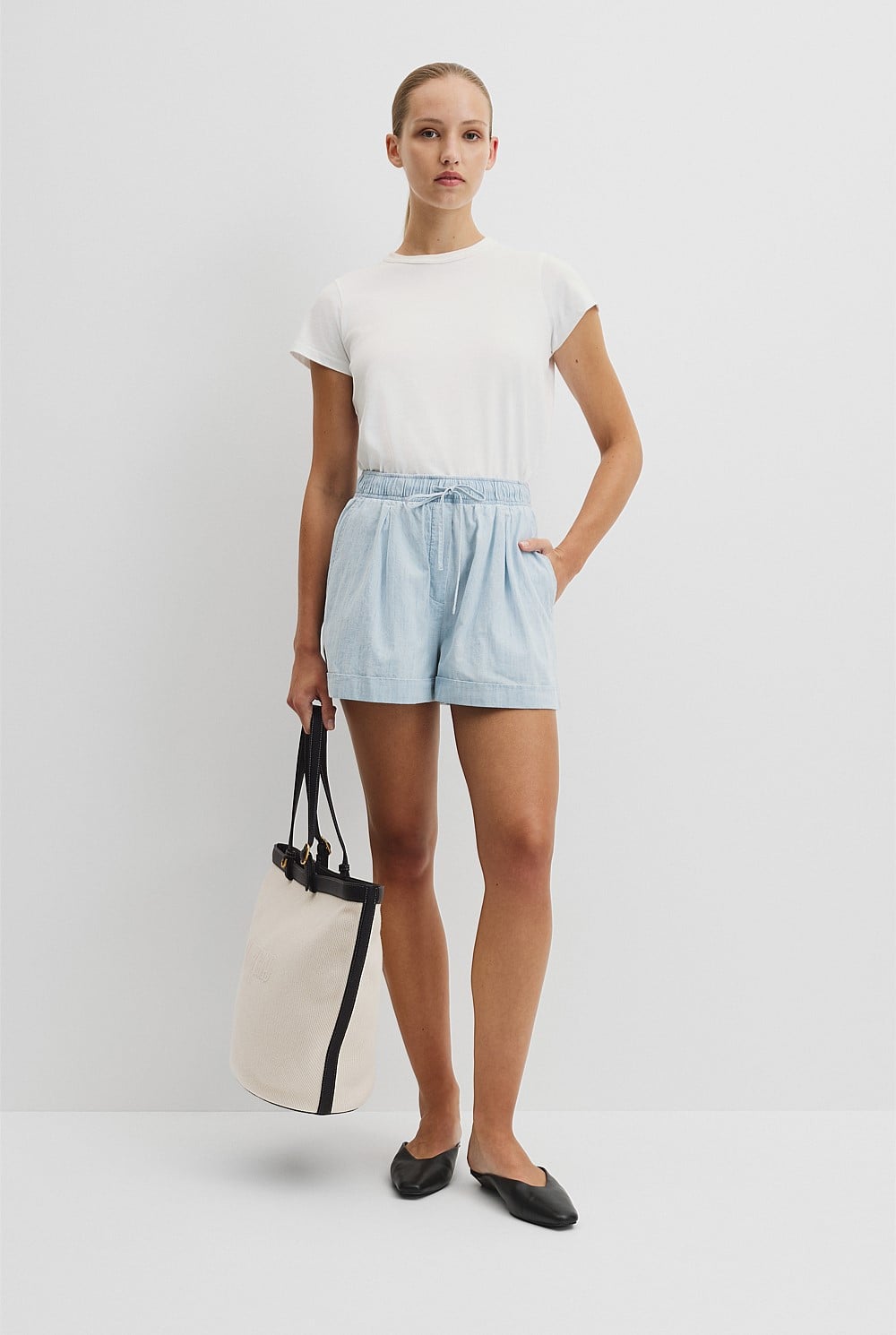 Cuff Chambray Short