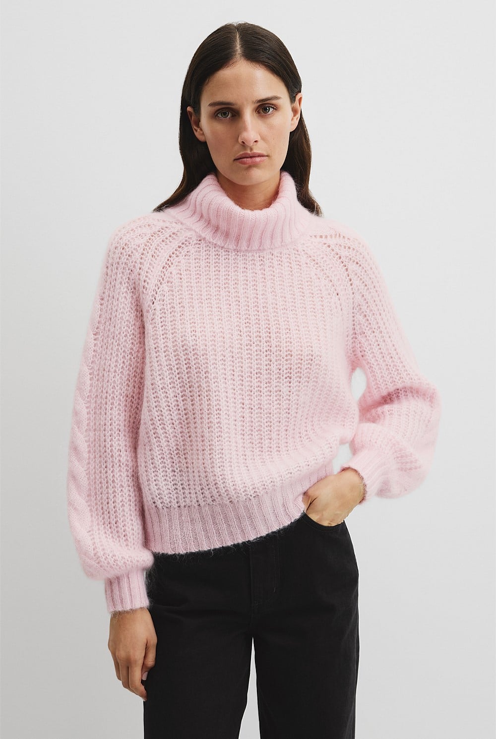 Lofty Merino Wool Funnel Neck Knit