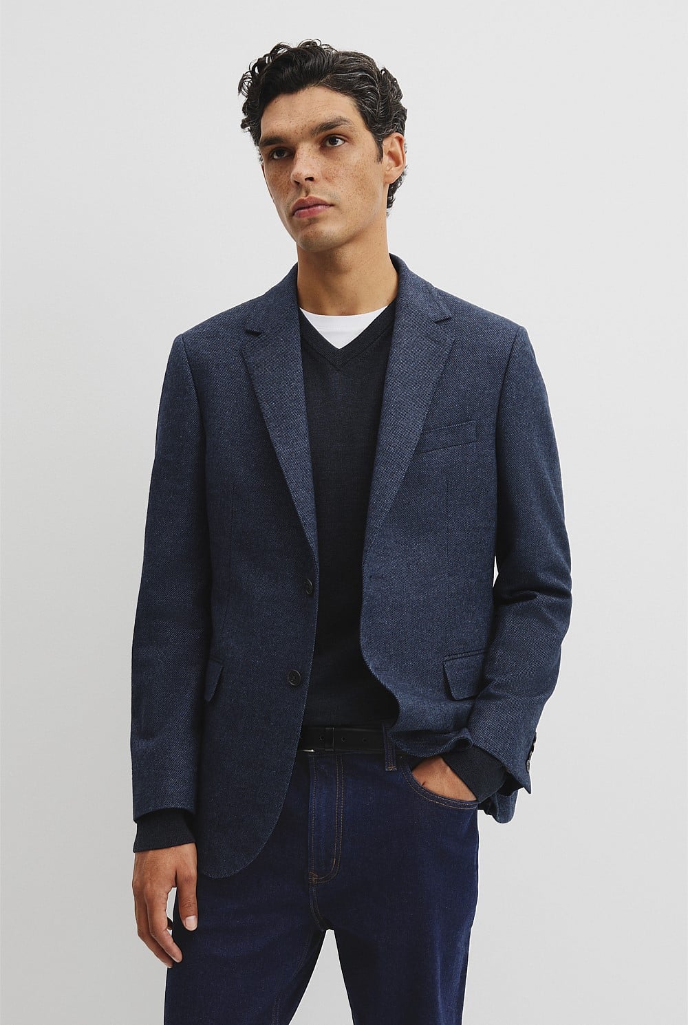 Regular Fit Wool Blend Texture Jacket