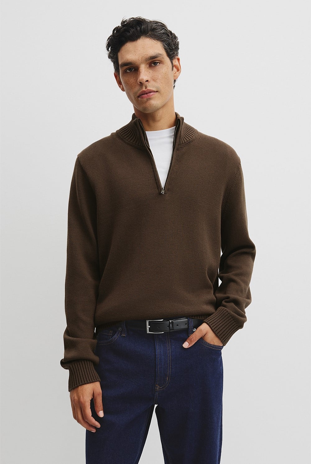 Australian Good Earth Cotton Half Zip Knit