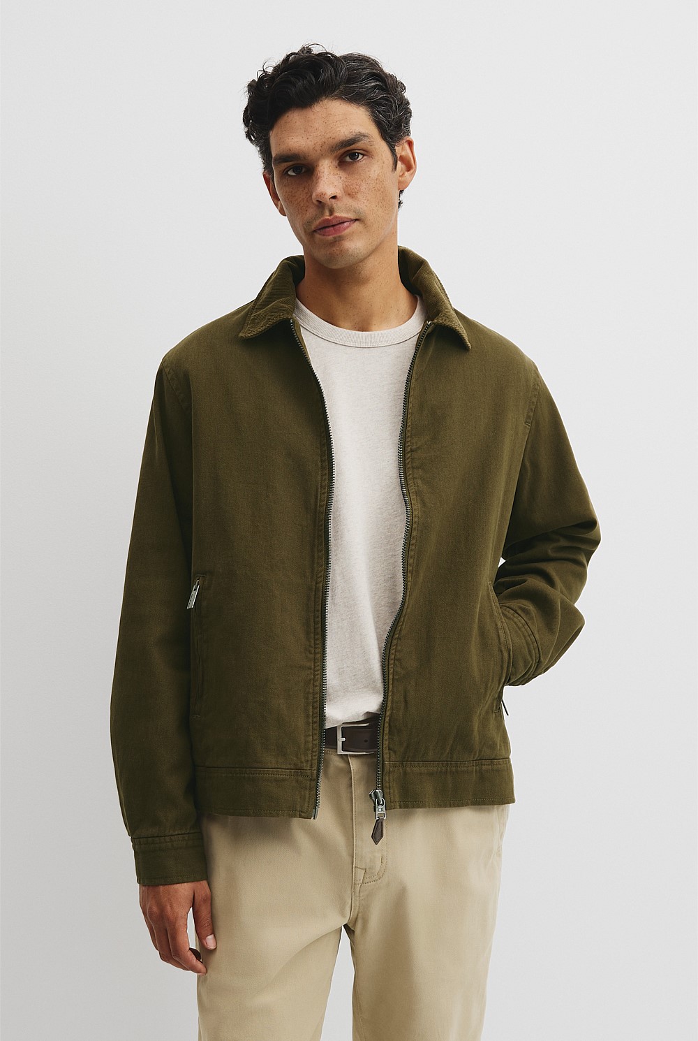 Garment Dyed Zip Harrington Jacket