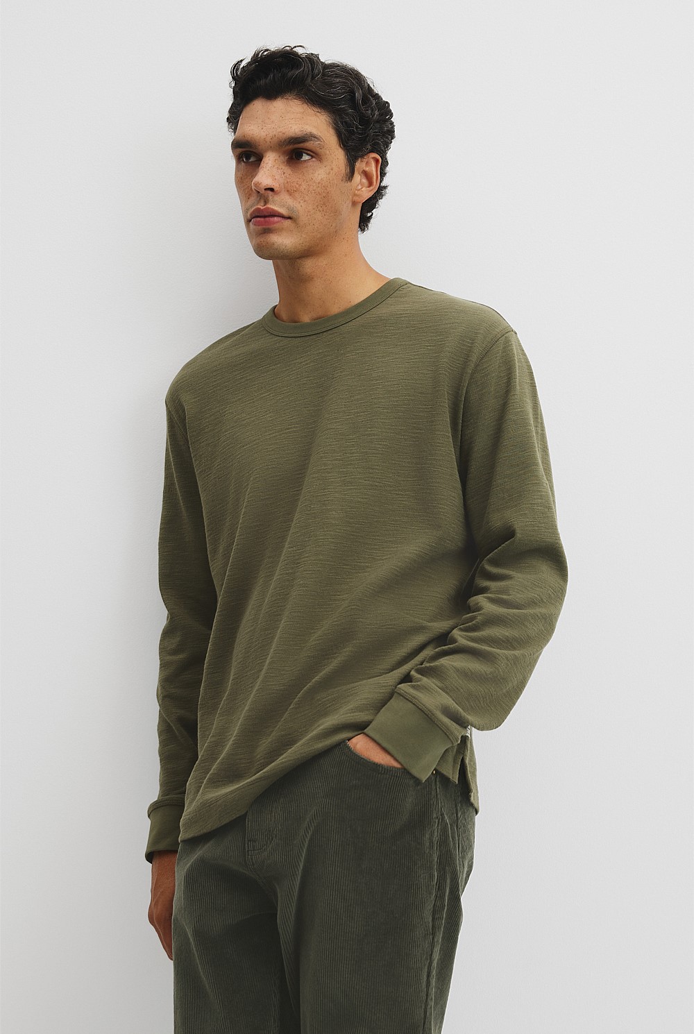 Long Sleeve Cotton Slub T-Shirt