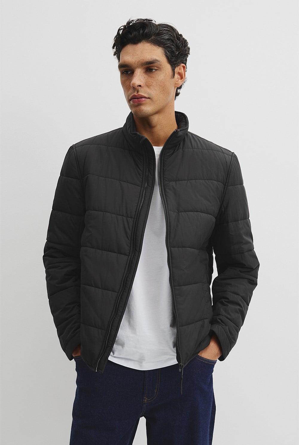 Quilted Funnel Neck Jacket