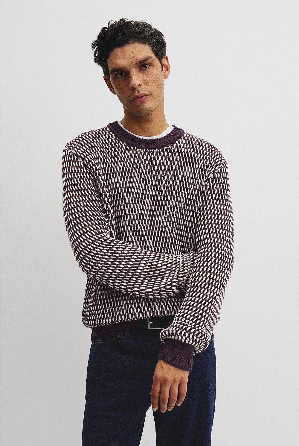 Australian Good Earth Cotton Stitch Crew Neck Knit
