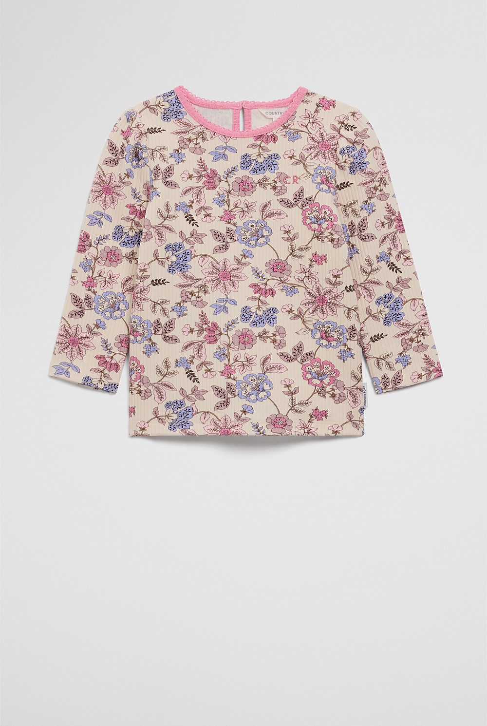 Organically Grown Cotton Blend Rib Puff Sleeve Top