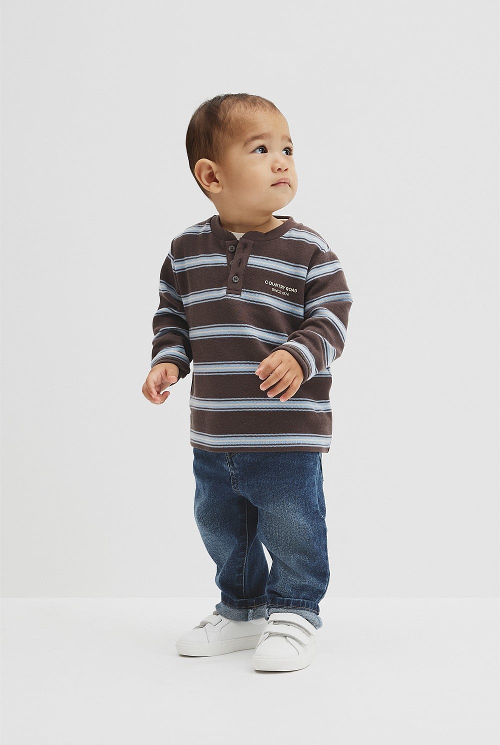 Organically Grown Cotton Stripe Long Sleeve Pique T-Shirt