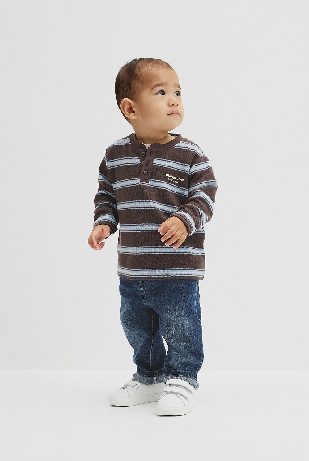 Organically Grown Cotton Stripe Long Sleeve Pique T-Shirt