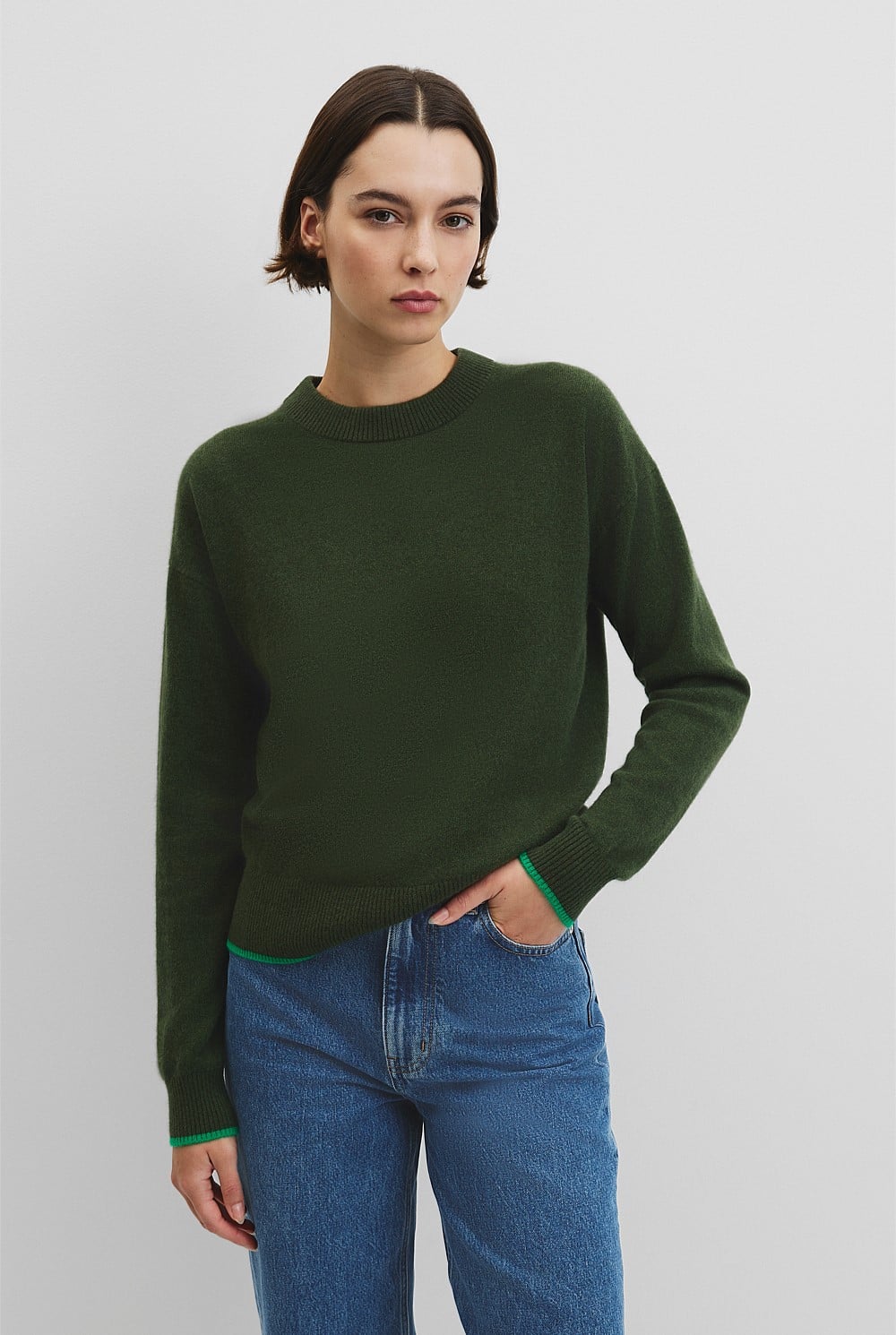 Tipped Crew Neck Knit