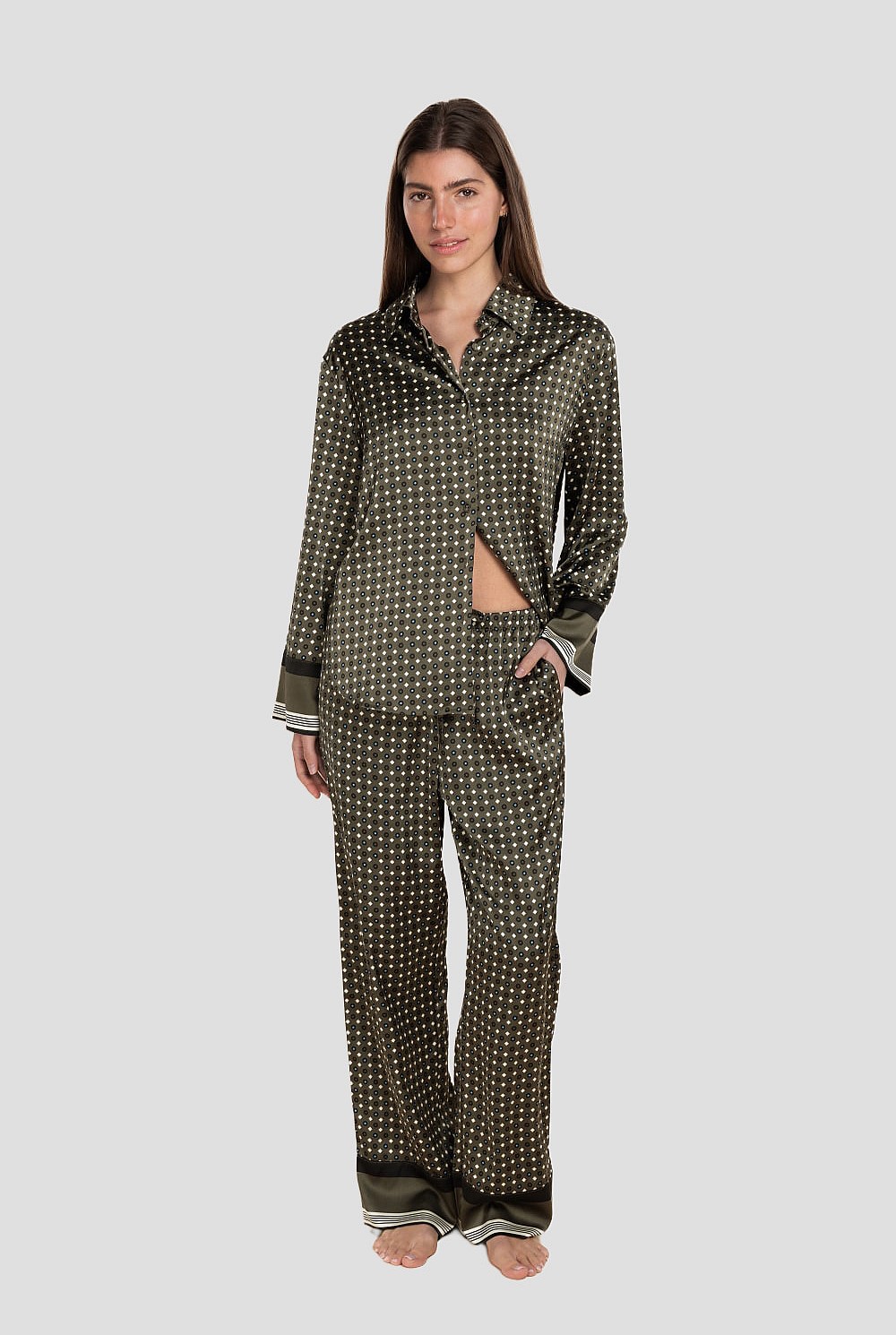 Scarlett Printed Silky Satin Pj Set