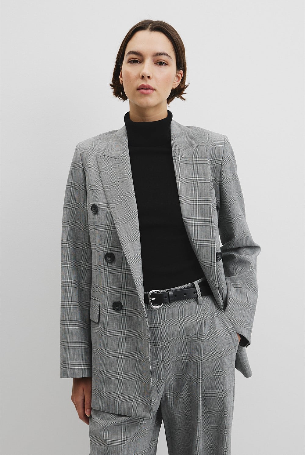 Glen Check Double Breasted Blazer