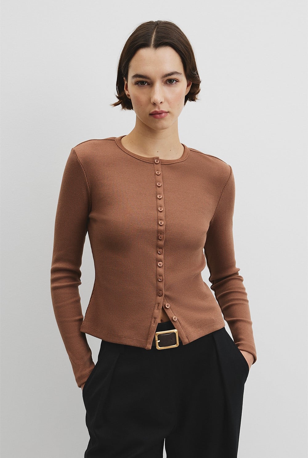 Long Sleeve Button Through Top
