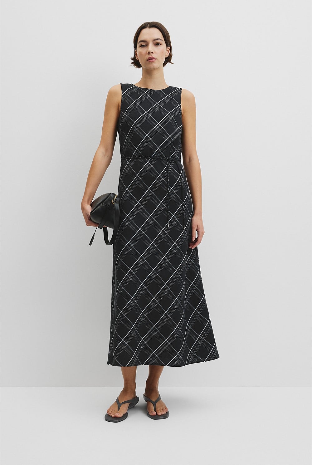 Organically Grown Linen Check Maxi Dress