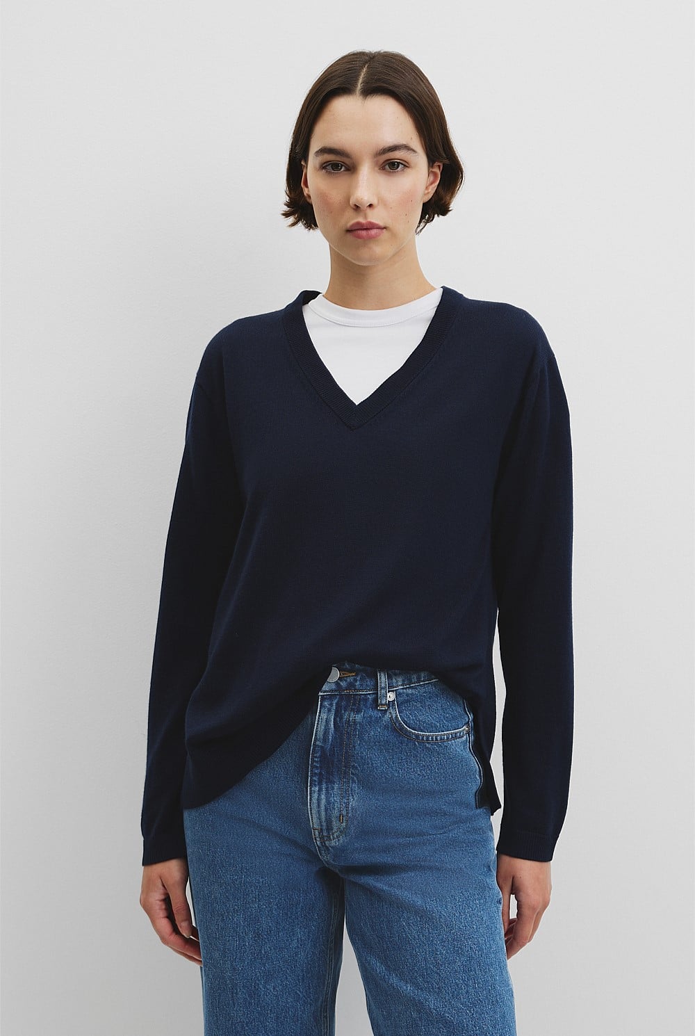Lightweight Merino Wool V-Neck Knit