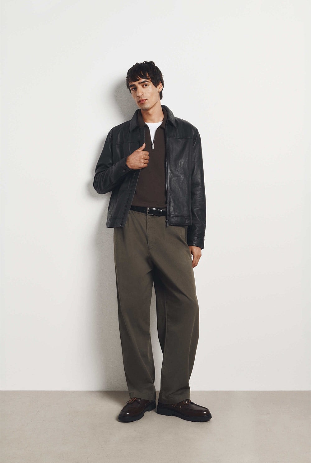 Pleated Wide Leg Chino