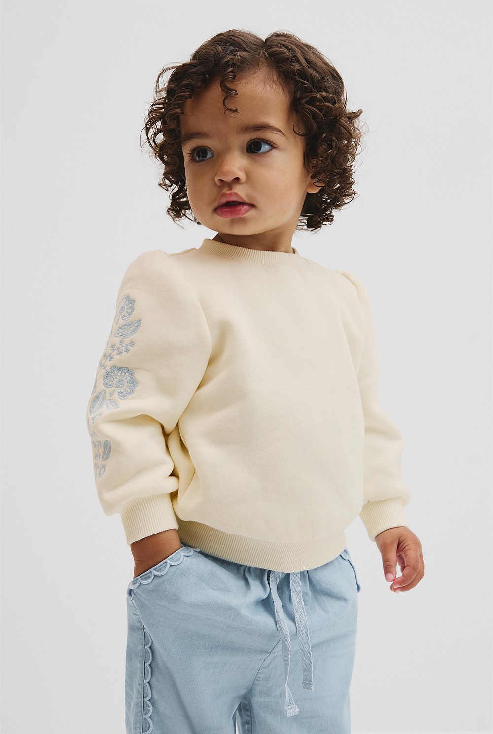 Embroidered Sleeve Sweat