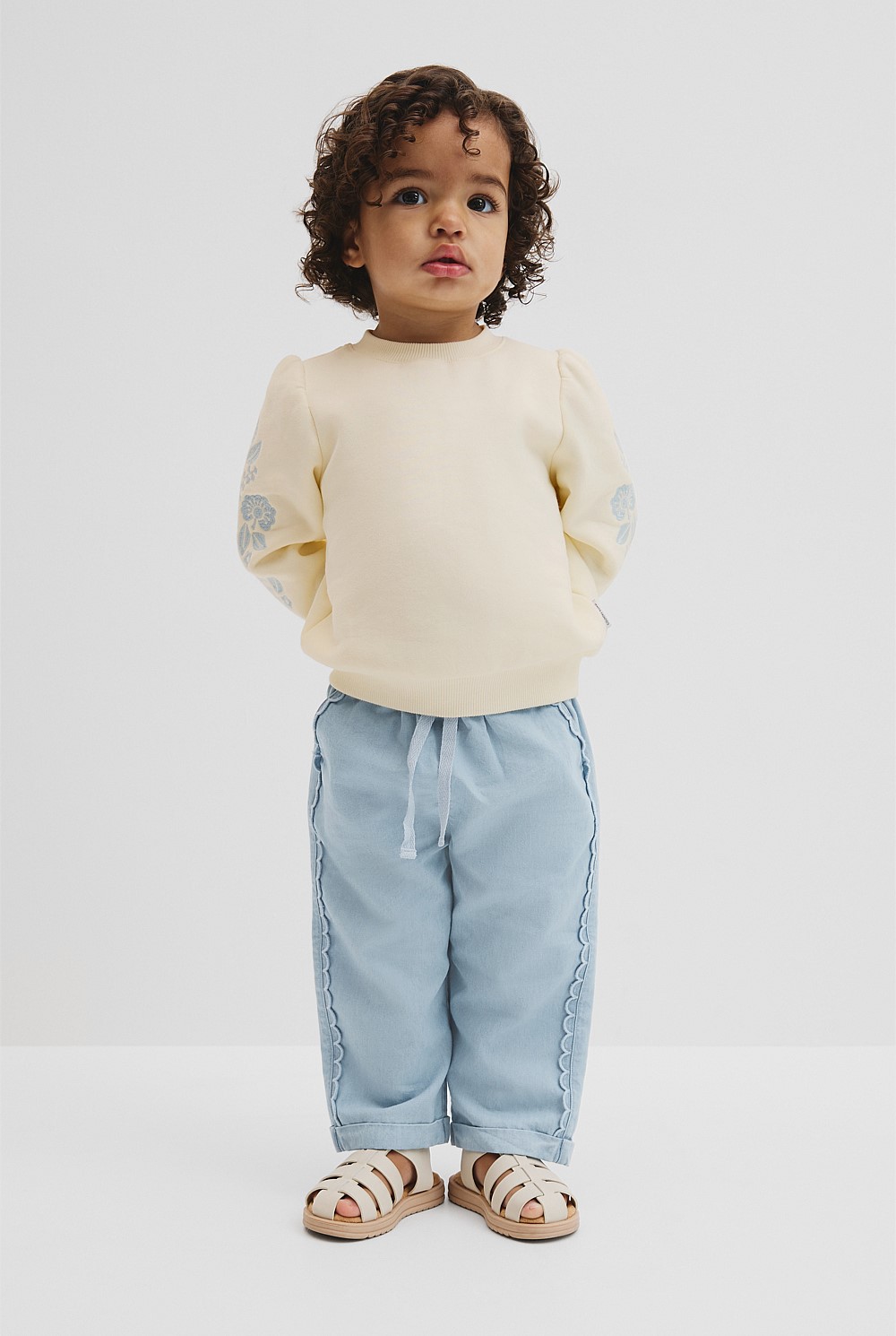 Scalloped Chambray Pant