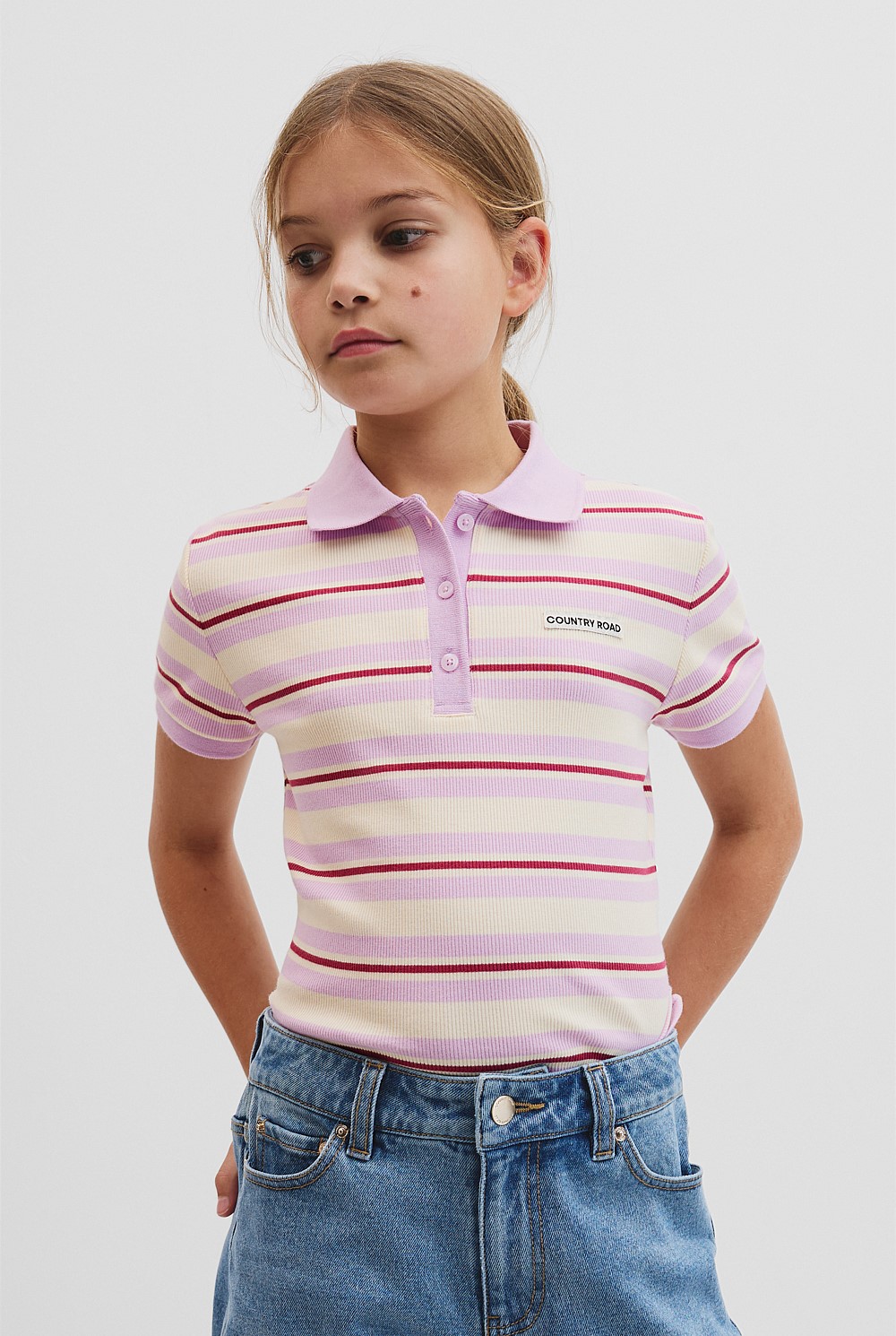 Short Sleeve Stripe Polo Top