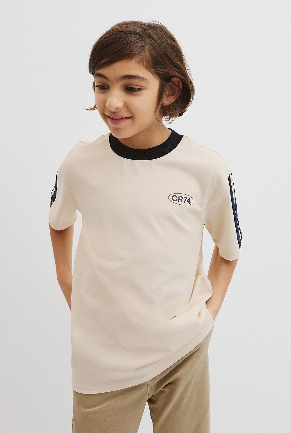 Relaxed Stripe Detail T-Shirt