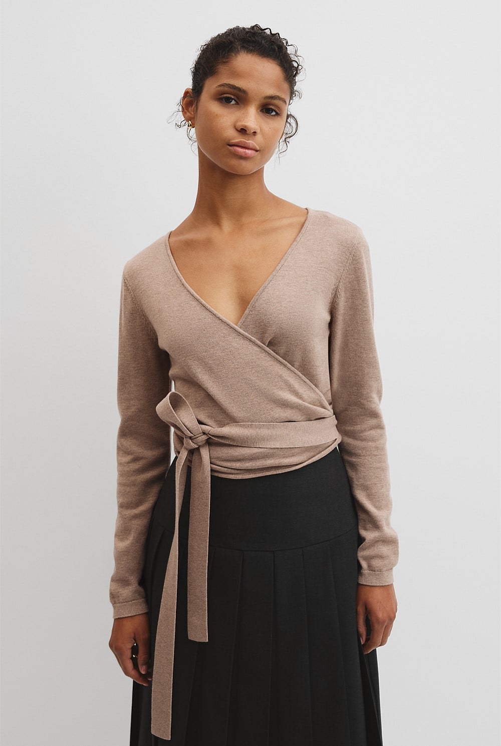 Merino Button Detail Wrap Knit
