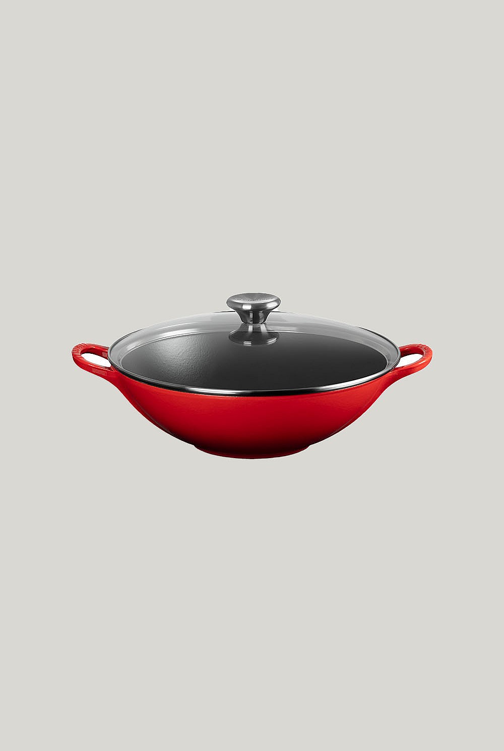 Cast Iron Wok With Glass Lid 32cm