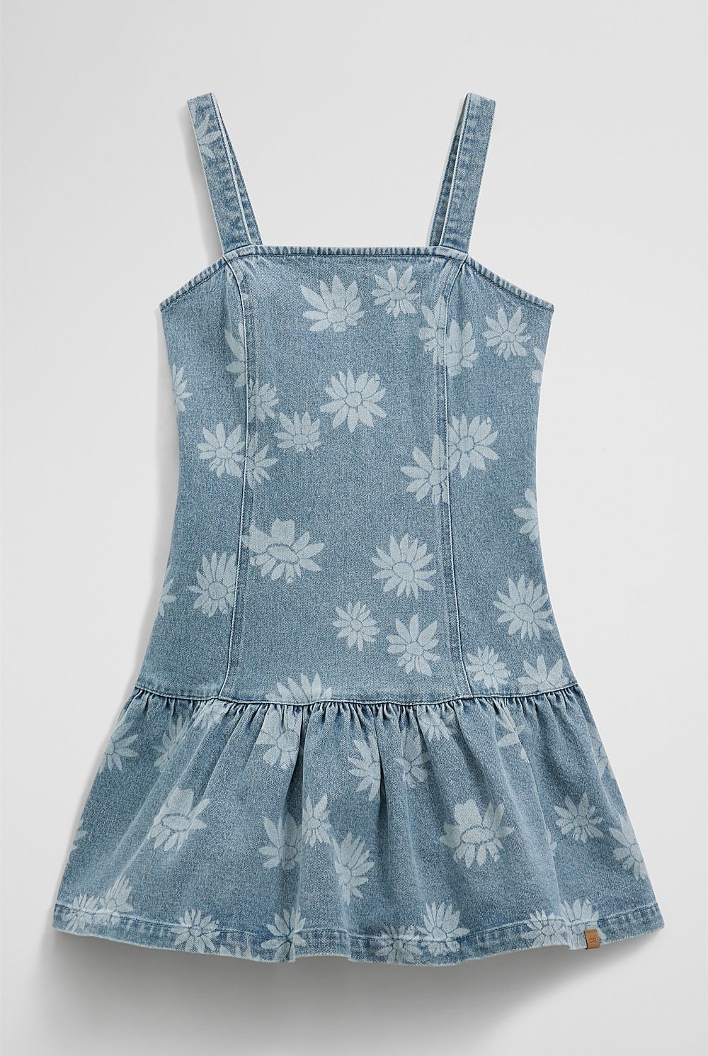 Teen Sleeveless Denim Print Dress