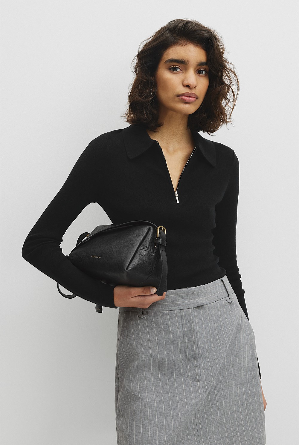 Merino Wool Silk Blend Collared Knit
