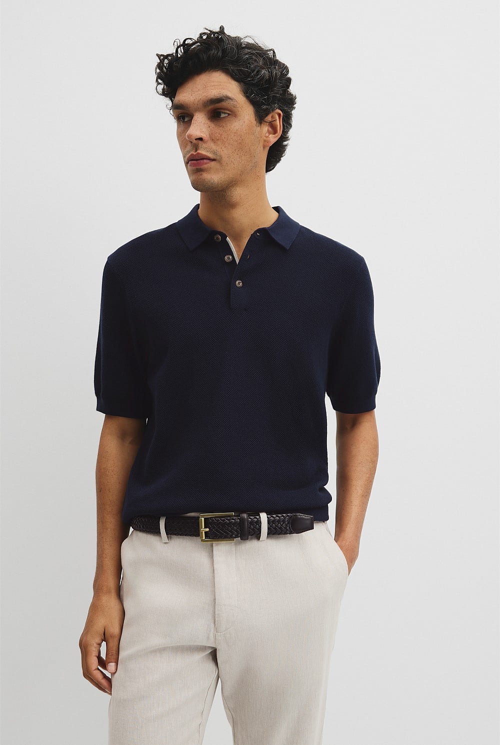 Short Sleeve Good Earth Cotton Pique Knit Polo