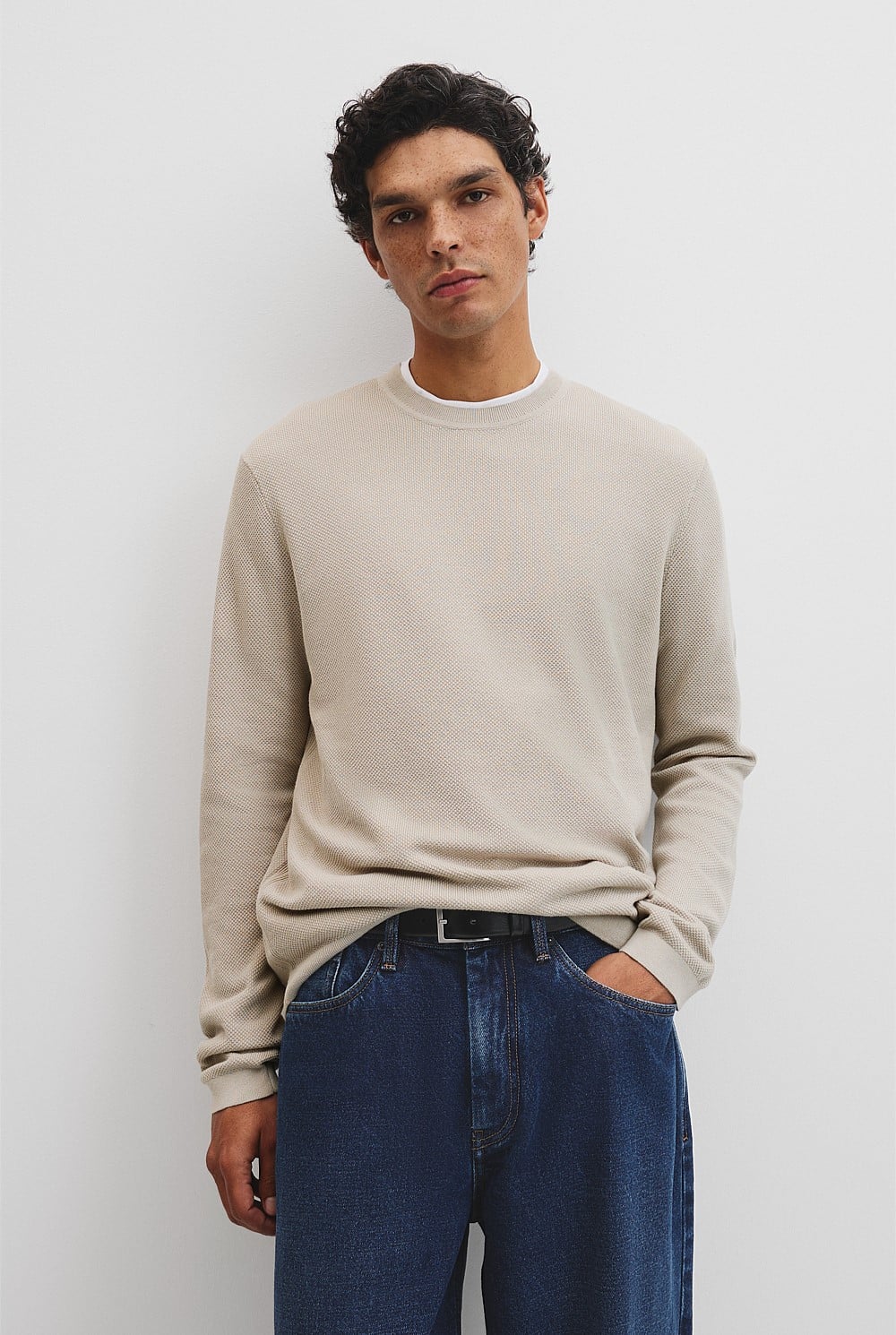 Australian Good Earth Cotton Pique Crew Neck Knit