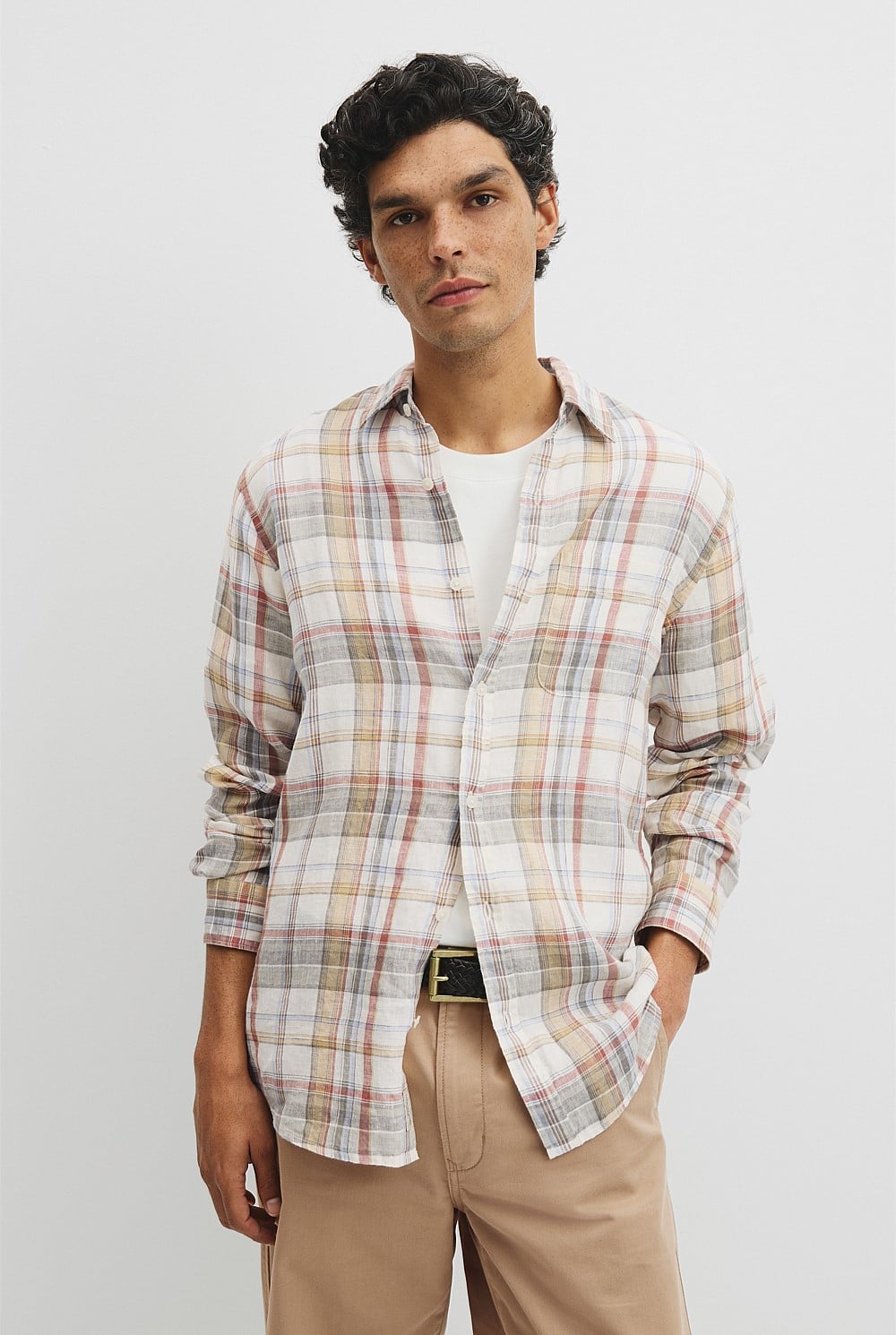 Regular Fit Linen Check Shirt