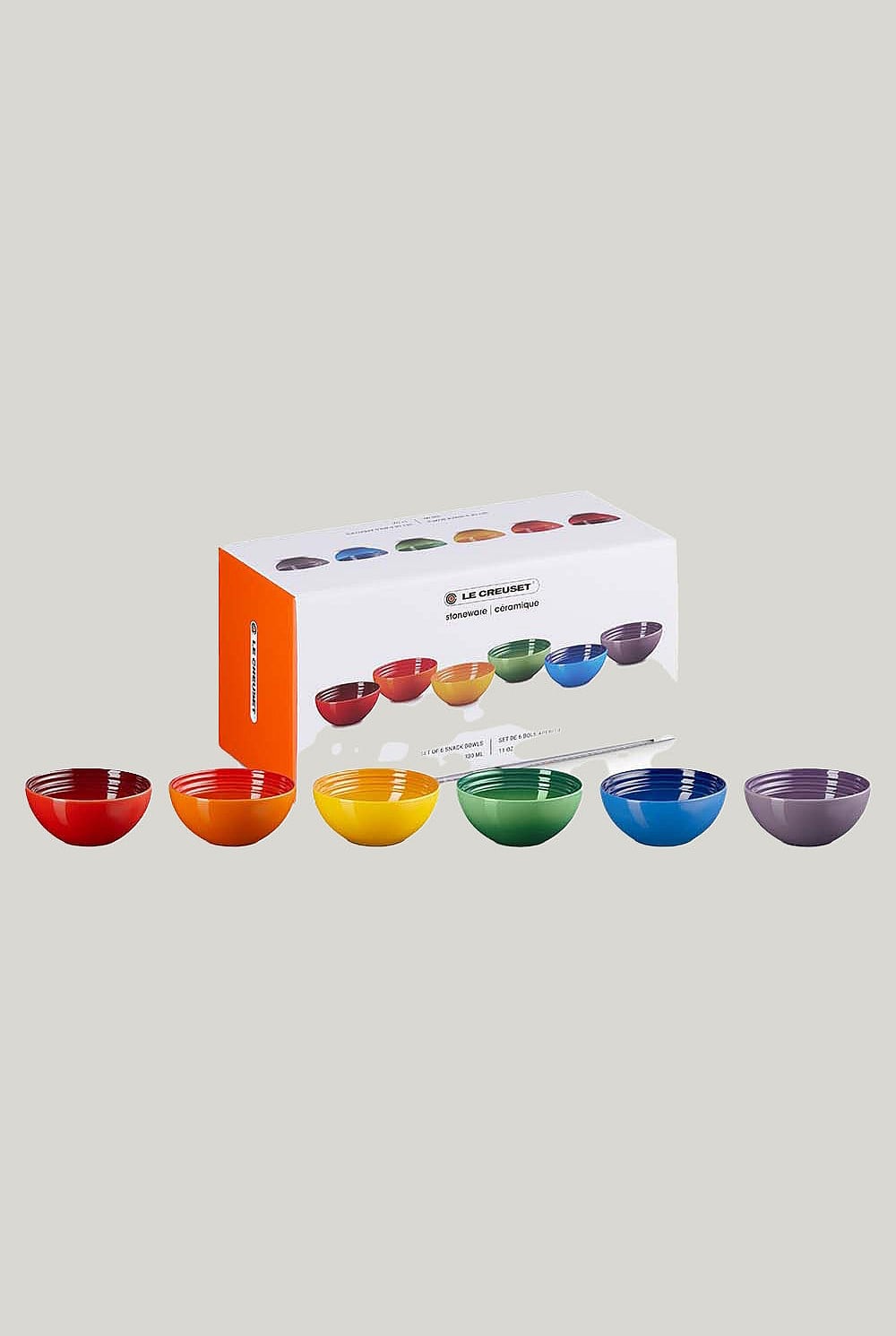 Stoneware Rainbow Set Of 6 Snack Bowls