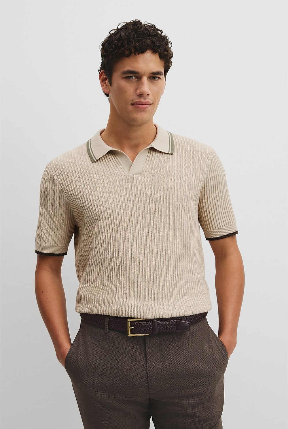 Australian Good Earth Cotton Tapered Trophy Polo