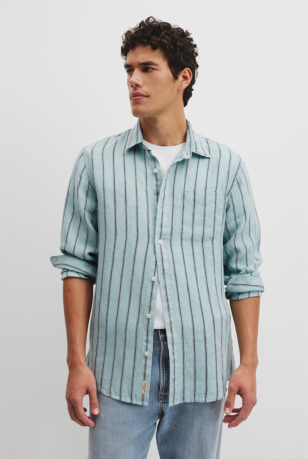 Regular Fit Linen Stripe Shirt