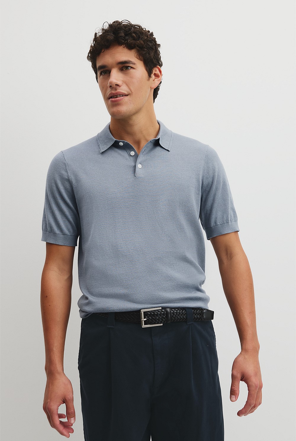 Australian Cotton Blend Silk Button Polo