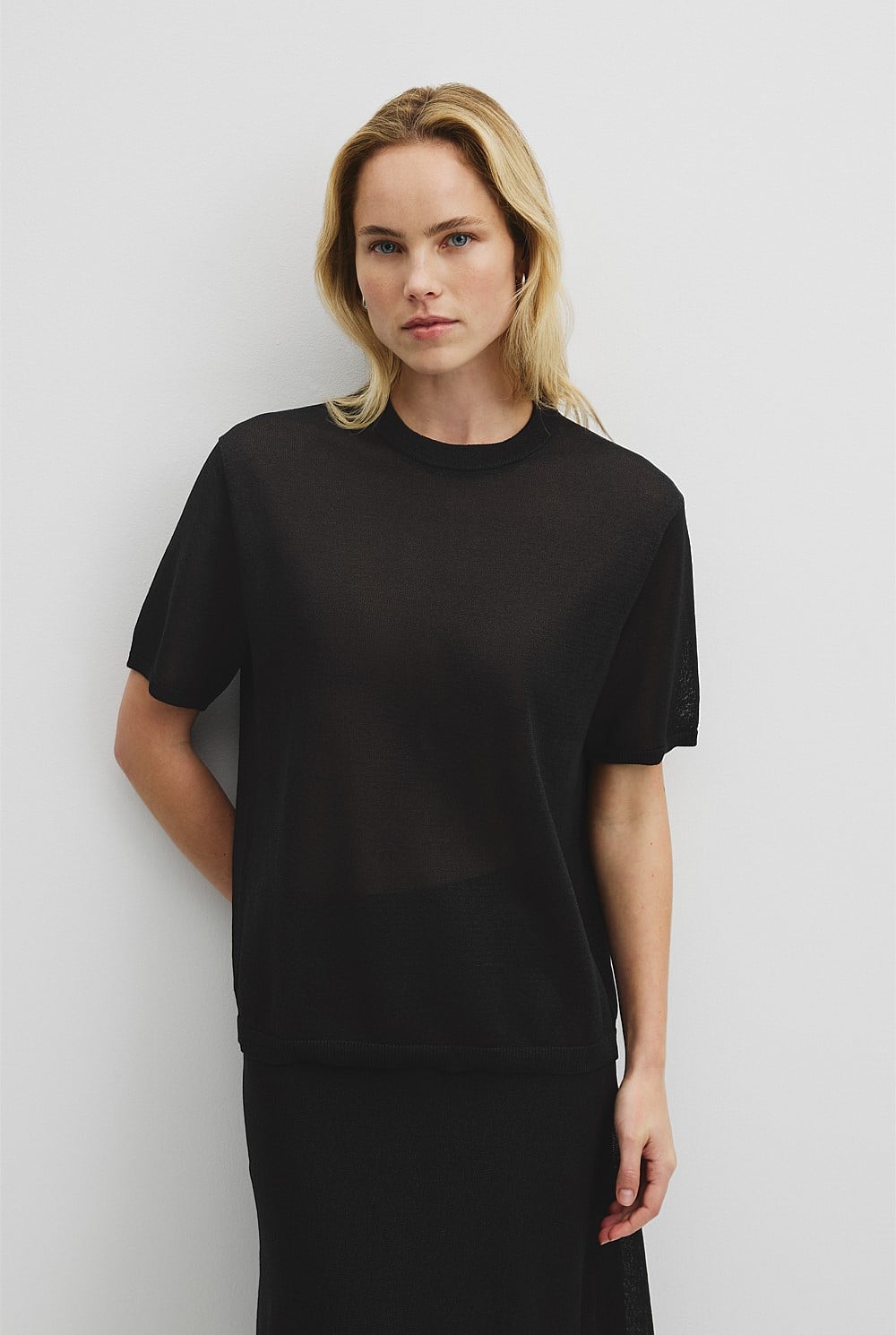 Fine Mesh Knit T-Shirt