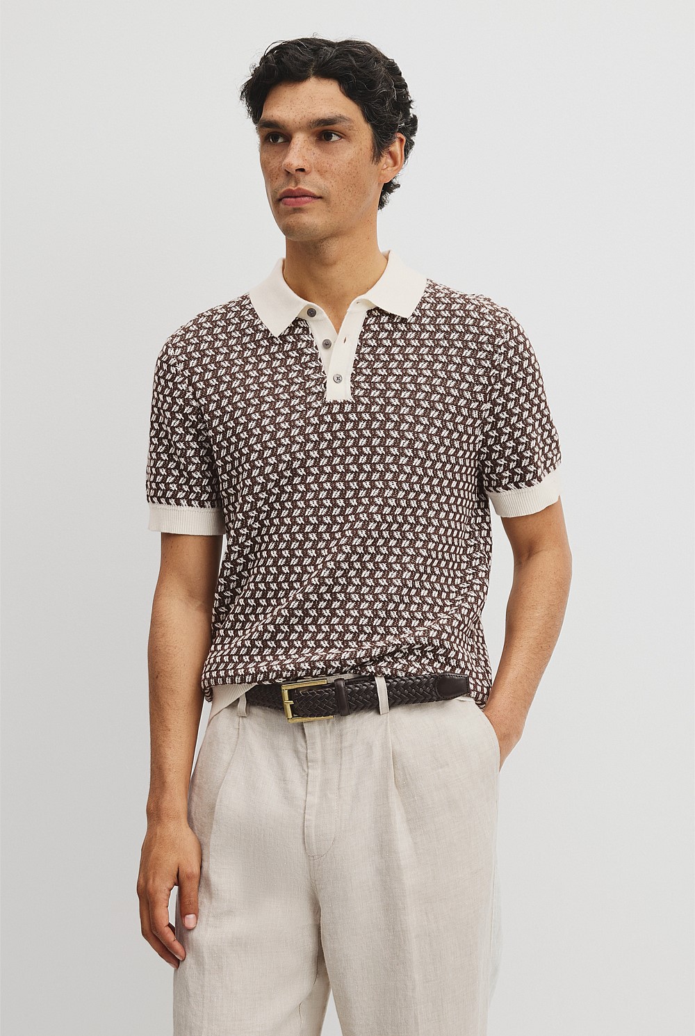 Australian Cotton Jacquard Knit Polo