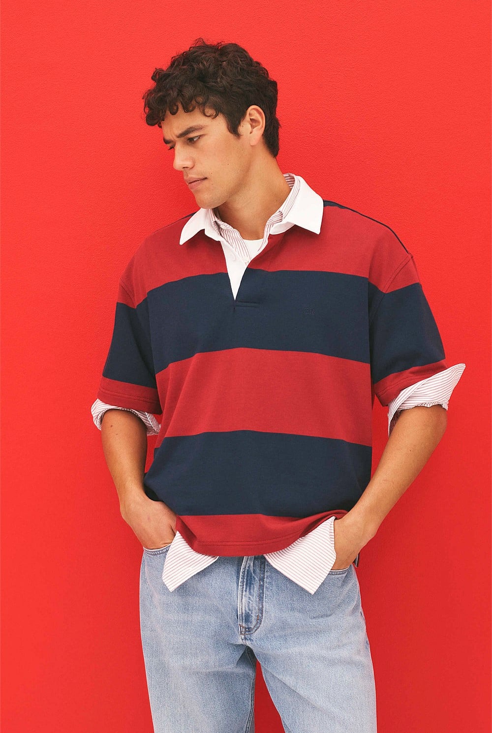 Short Sleeve Australian Cotton Stripe Rugby Polo