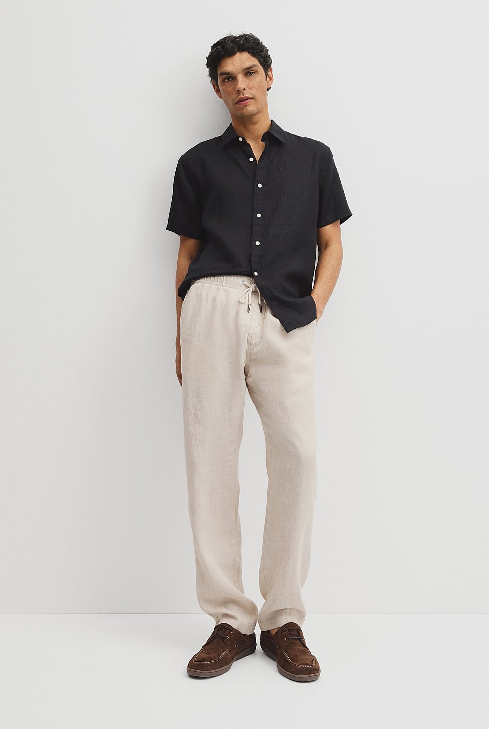 Relaxed Fit Linen Drawcord Pant