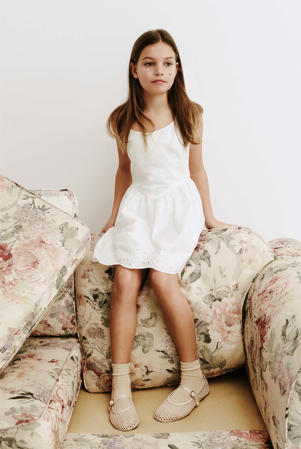 Teen Sleeveless Cutwork Mini Dress
