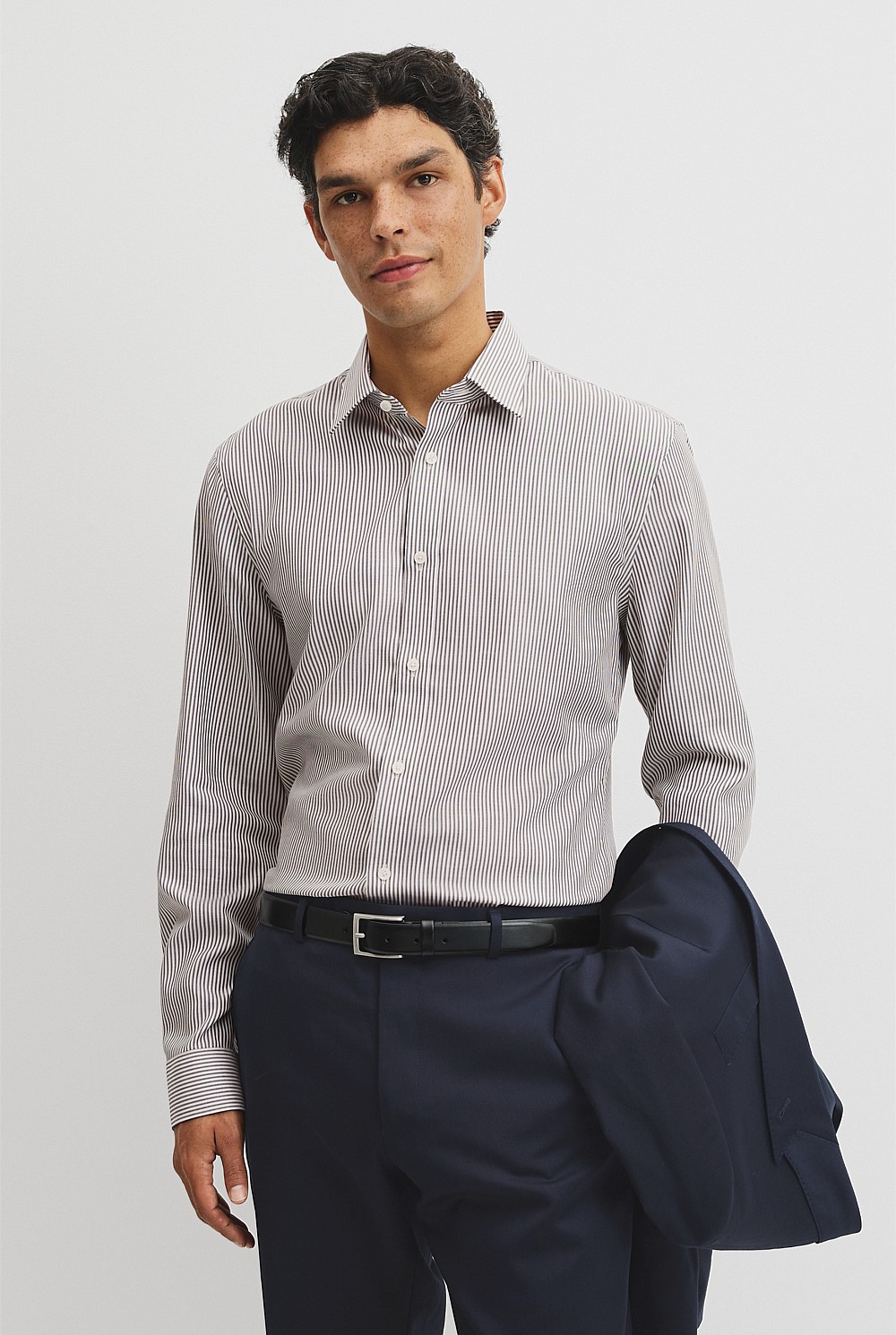 Slim Fit Stripe Travel Shirt