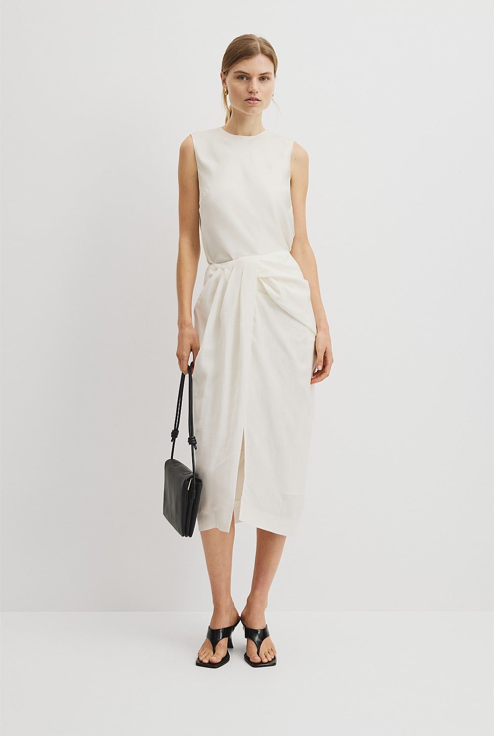 Knot Detail Midi Skirt