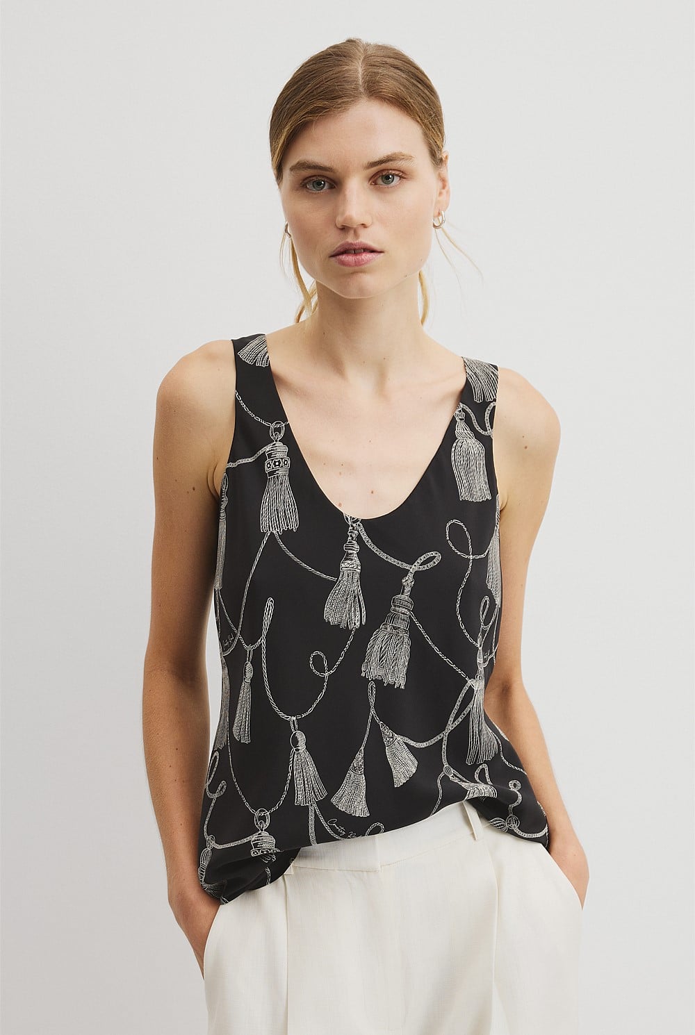 Print Scoop Neck Top