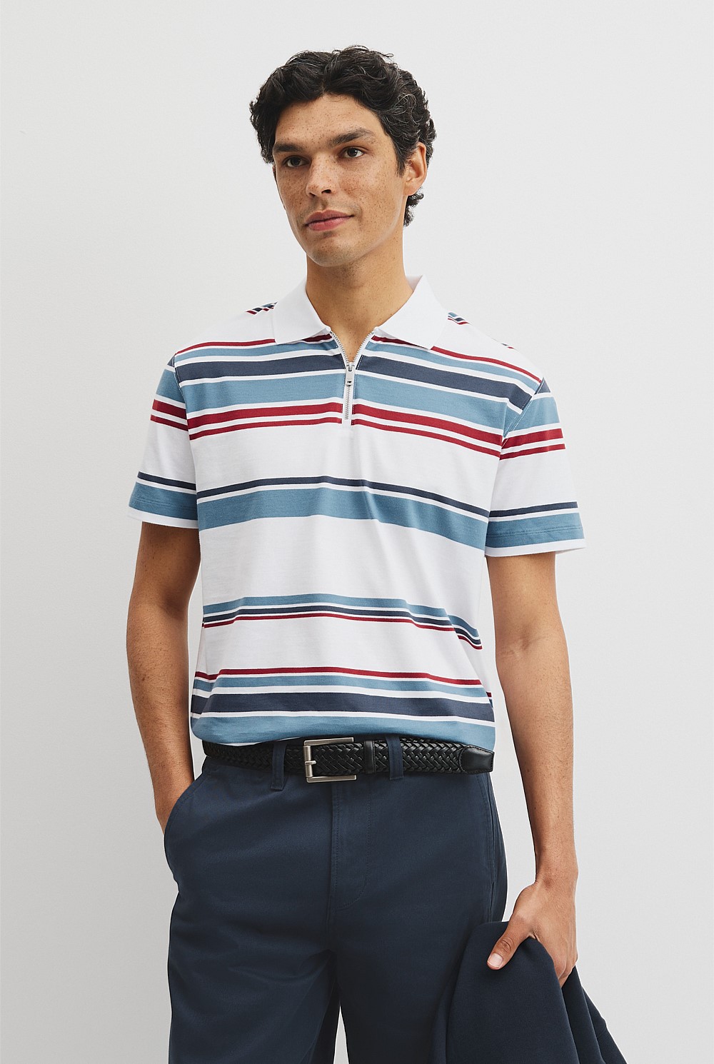 Multi Stripe Zip Polo