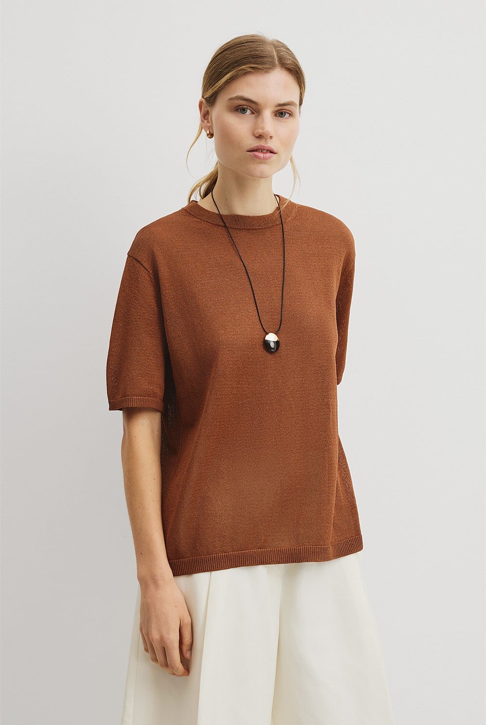 Fine Mesh Knit T-Shirt