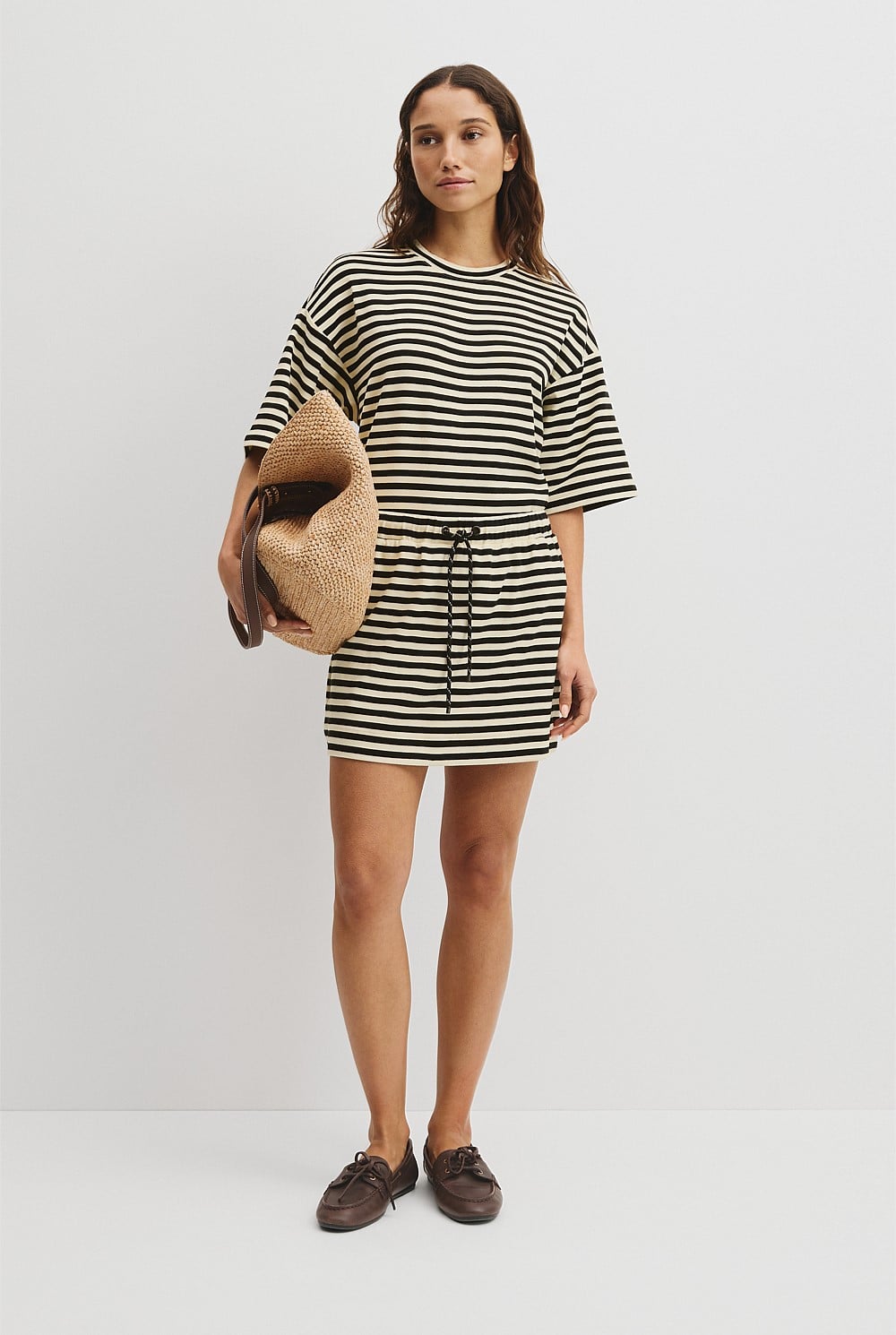 Australian Cotton Blend Stripe Jersey Skirt