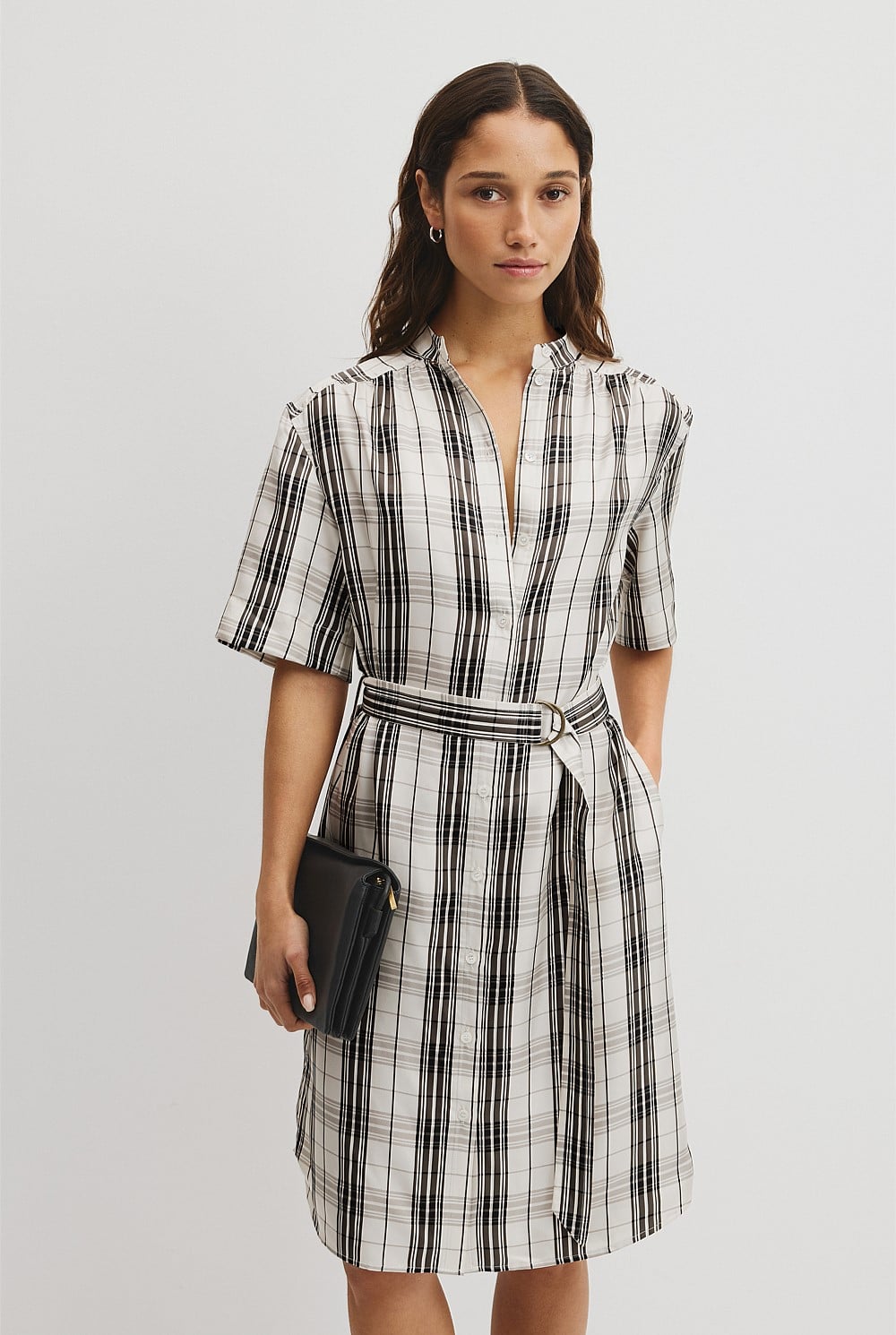 Check Silk Shirt Dress