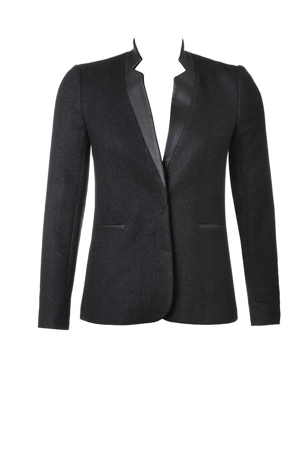 Twill Leather Block Jacket