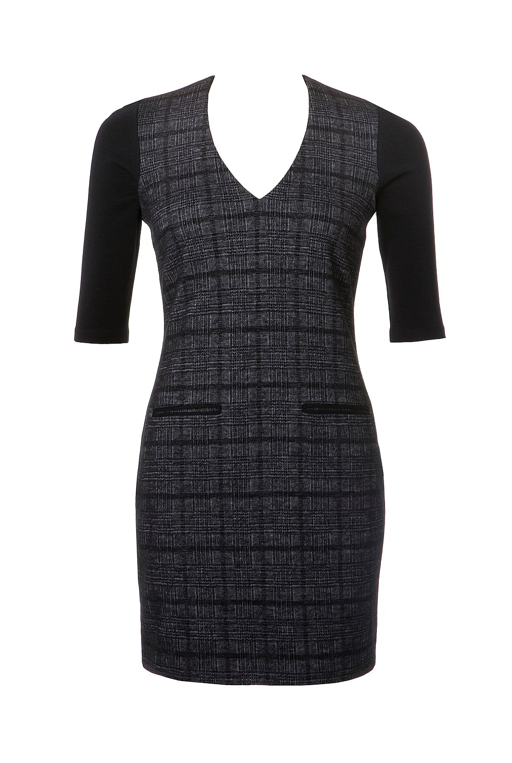 V-Neck Check Dress