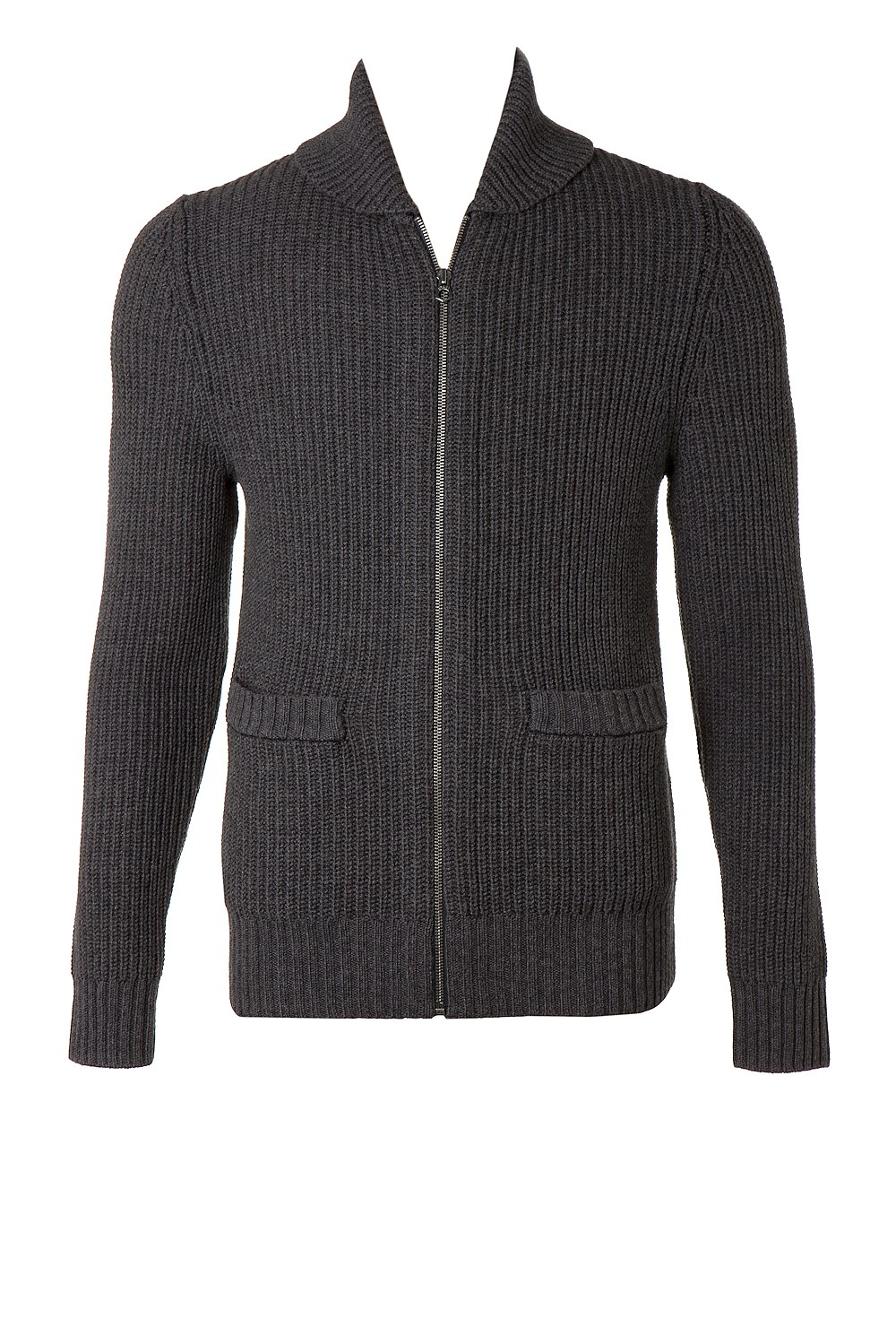 Shawl Neck Zip Through Knit