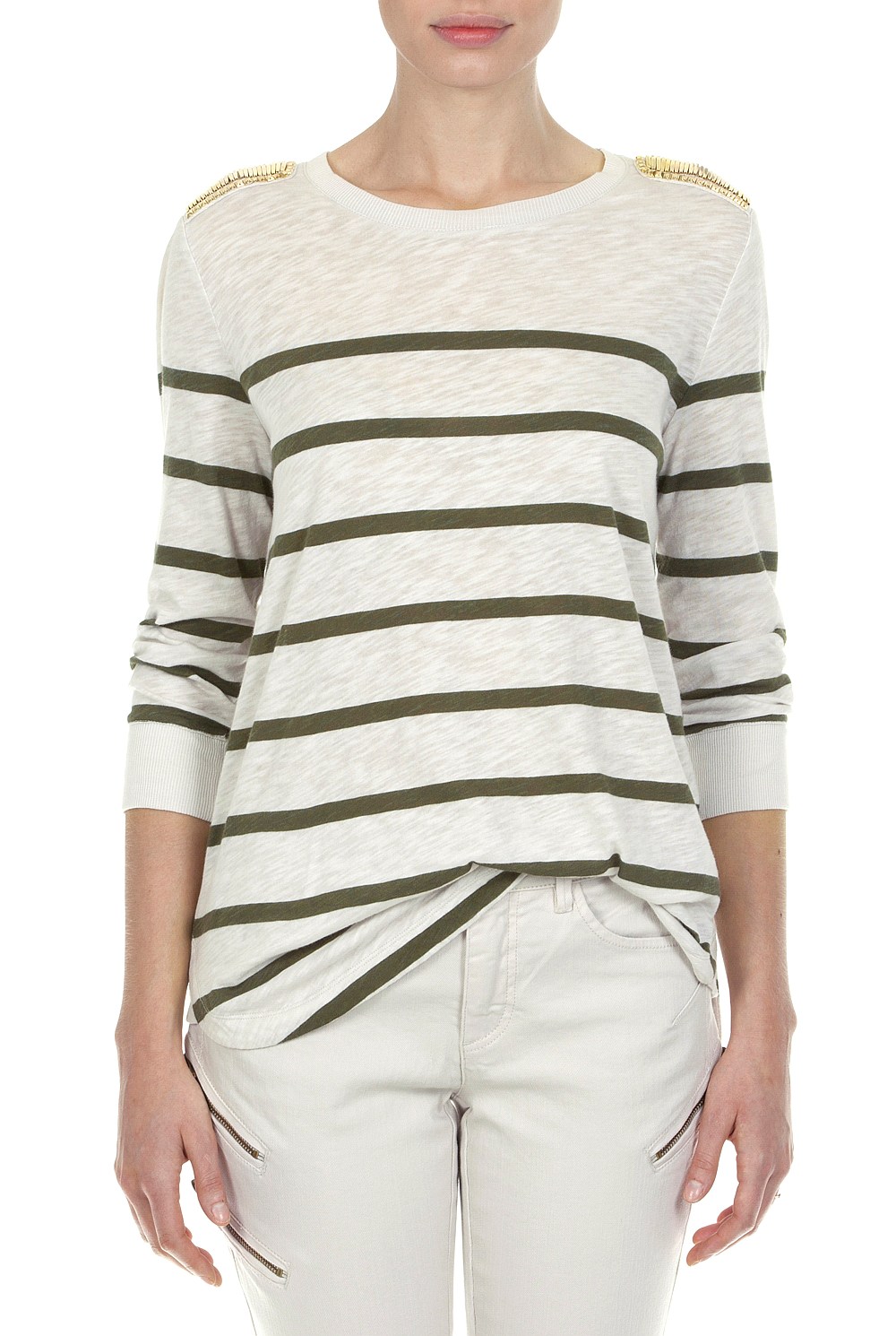 Stripe Epaulette T-Shirt